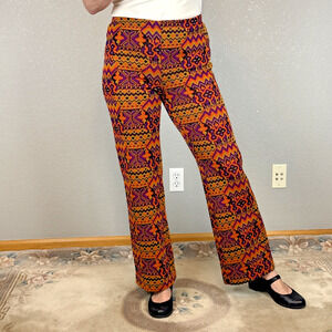 Tami San Francisco Vintage 70s Boho Hippie Knit Flare Pants Colorful Geo Print